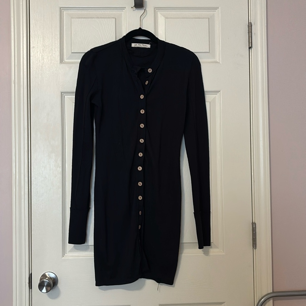 Free People Black Button Dress